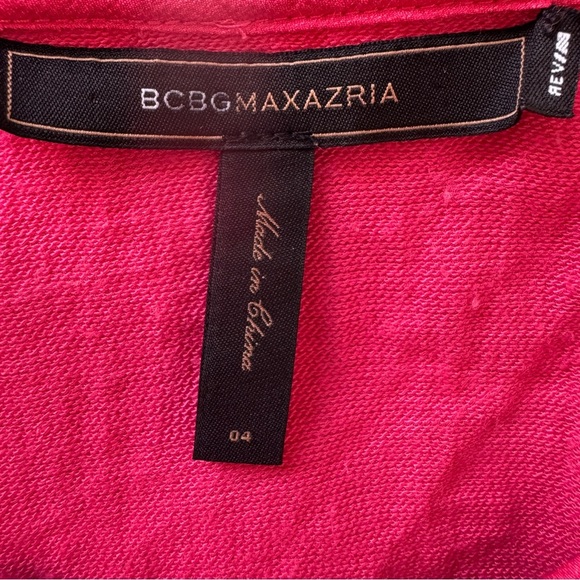 BCBGMaxAzria Ruffle Mini Dress Fushia Pink Bamboo Blend Sleeveless Party Sz 4 - Picture 4 of 11